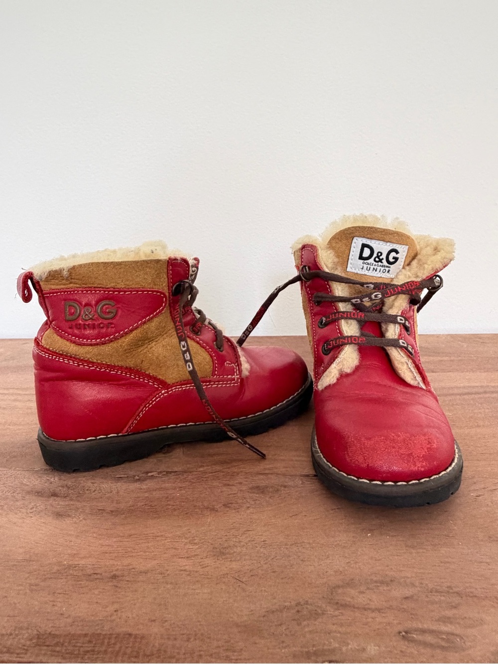 Dolce & Gabbana Junior kids shearling lined leather boots